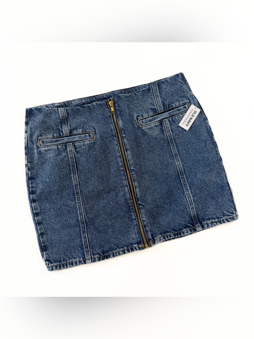 Old Navy Skirt Womens 8 Denim Mini Zip Front Mid Rise New